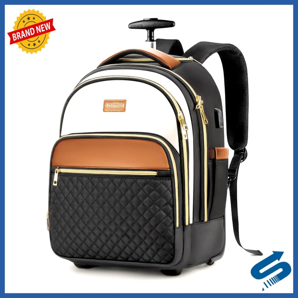 Rolling Backpack Lightweight Travel Carry On Luggage Convertible Design Water